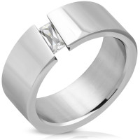 Ring, Bandring, Edelstahl, Damen, Herren, Design "Spannring"