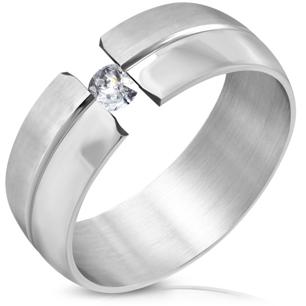Ring, Bandring, Edelstahl, Silberfarben, Damen, Herren, Design Spannring