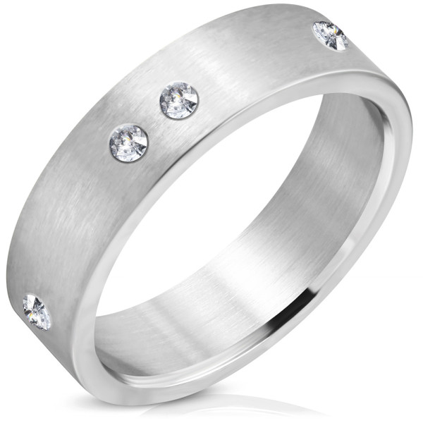 Ring, Bandring, Edelstahl, Silberfarben, Damen, Herren, Design Mehrere Steine